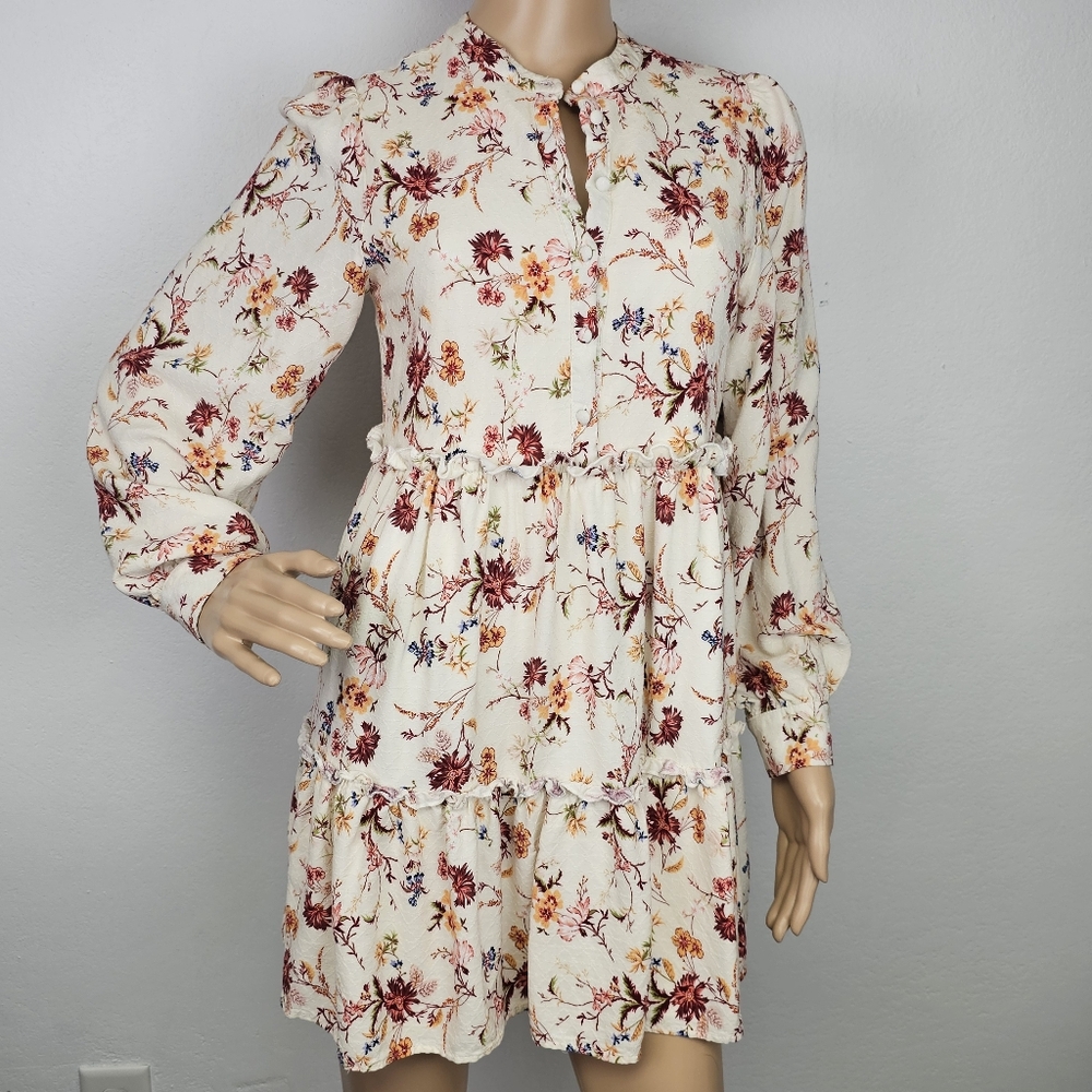 Cottagecore Ruffle Tiered Floral Dress Sz S Light Romantic Wedding Guest